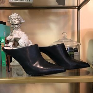 Marc Fisher Black Leather Mule Slide On Heels 8.5